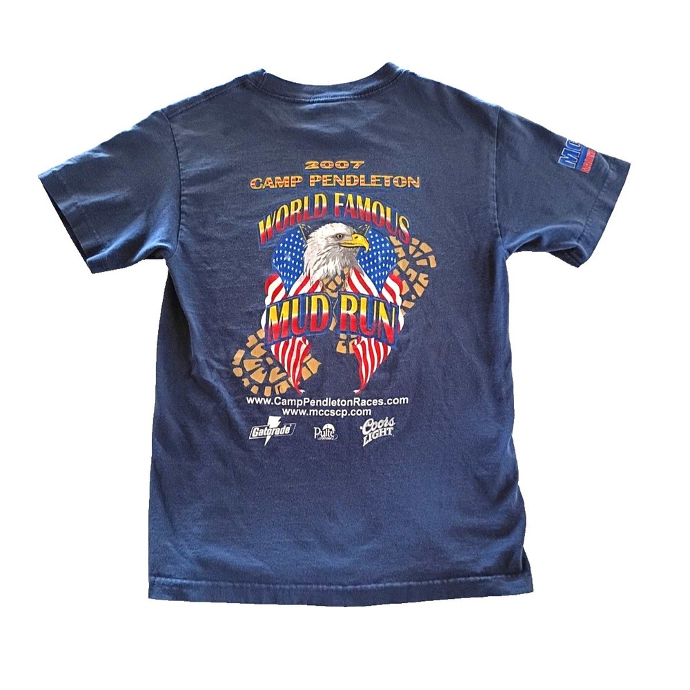 2007 World Famous Mud Run T-Shirt Camp Pendleton Hard Corps Race Series Small